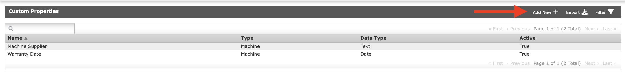 On the Customer Properties page, select Add New at the top right.