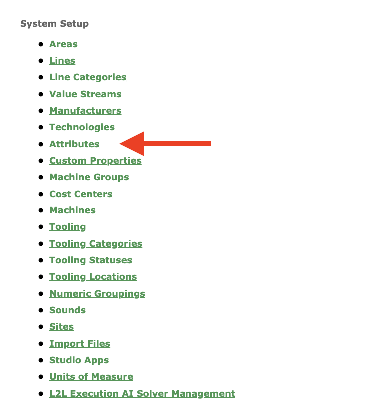 Under System Setup, select Attributes.